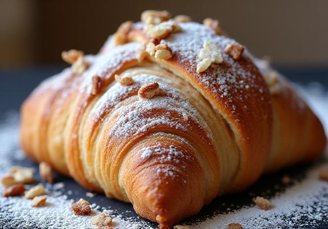 Croissant de almendras con azúcar glass