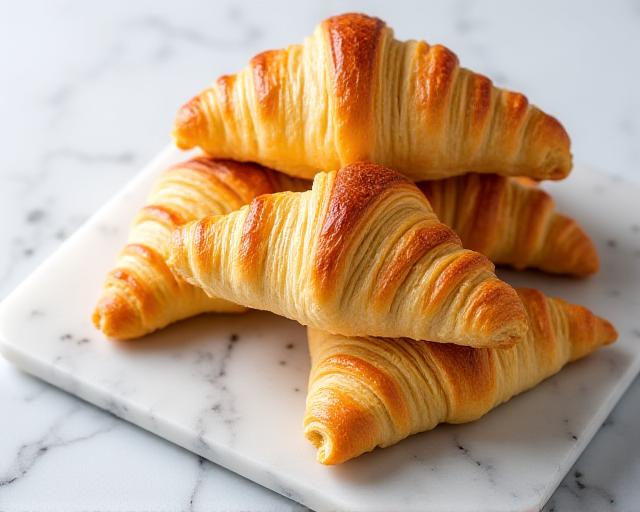 Croissants franceses recién horneados