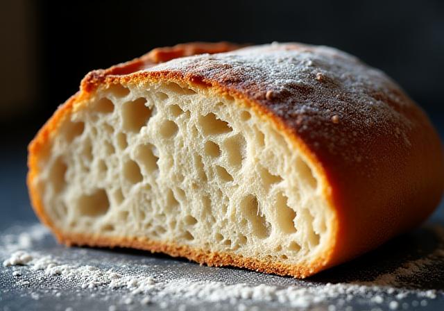 Pan rústico de masa madre recién horneado con textura crujiente