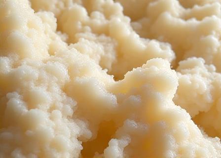 Detalle de la miga abierta y alveolada del pan artesanal