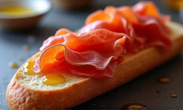 Bocadillo gourmet en pan artesanal